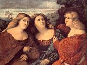 Palma Vecchio The Three Sisters (detail) dh oil painting on canvas
